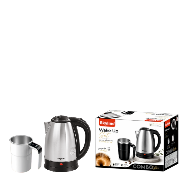 Skyline Wake Up Set | Electric Kettle & Magnetic Coffee Mixer Combo