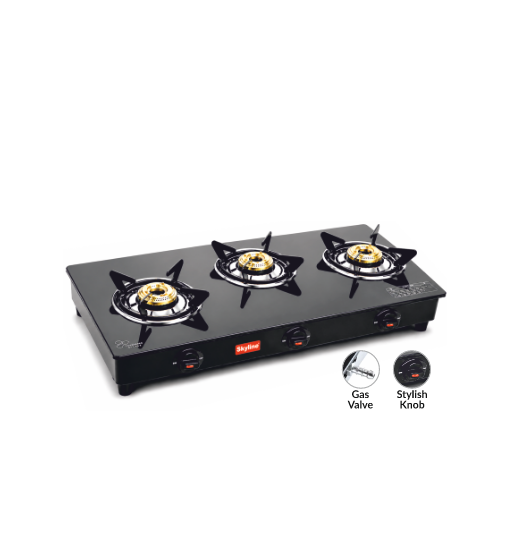 Skyline 3 Burner Glass Top LPG Gas Stove (VTL-2122)