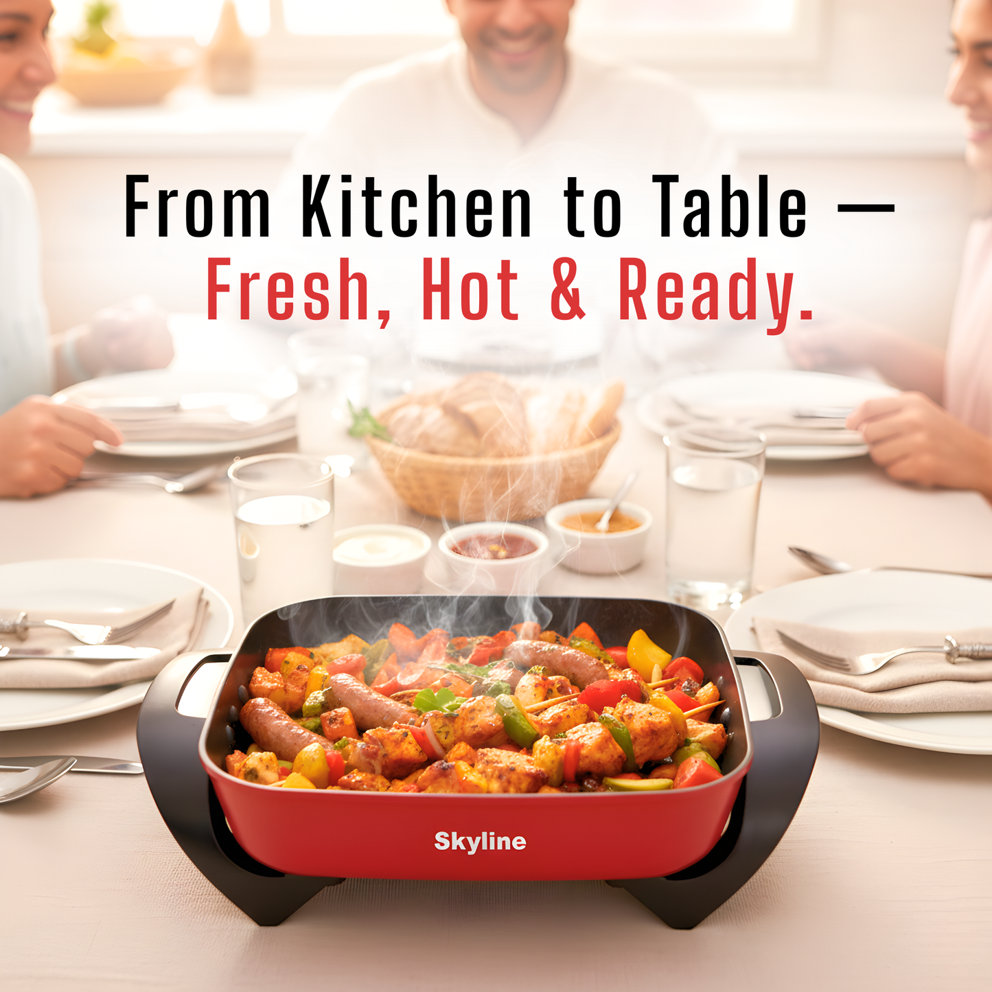 Skyline 1500W Electric Fry Pan, Non-Stick Surface, Adjustable Temperature Control