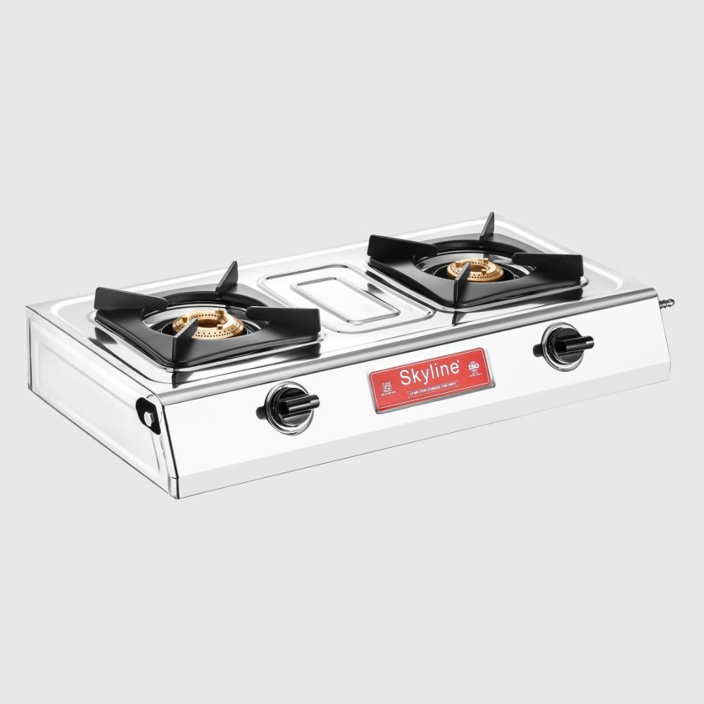 LPG Gas Stove Stainless Steel with 2 Brass Burners - Skyline Appliances