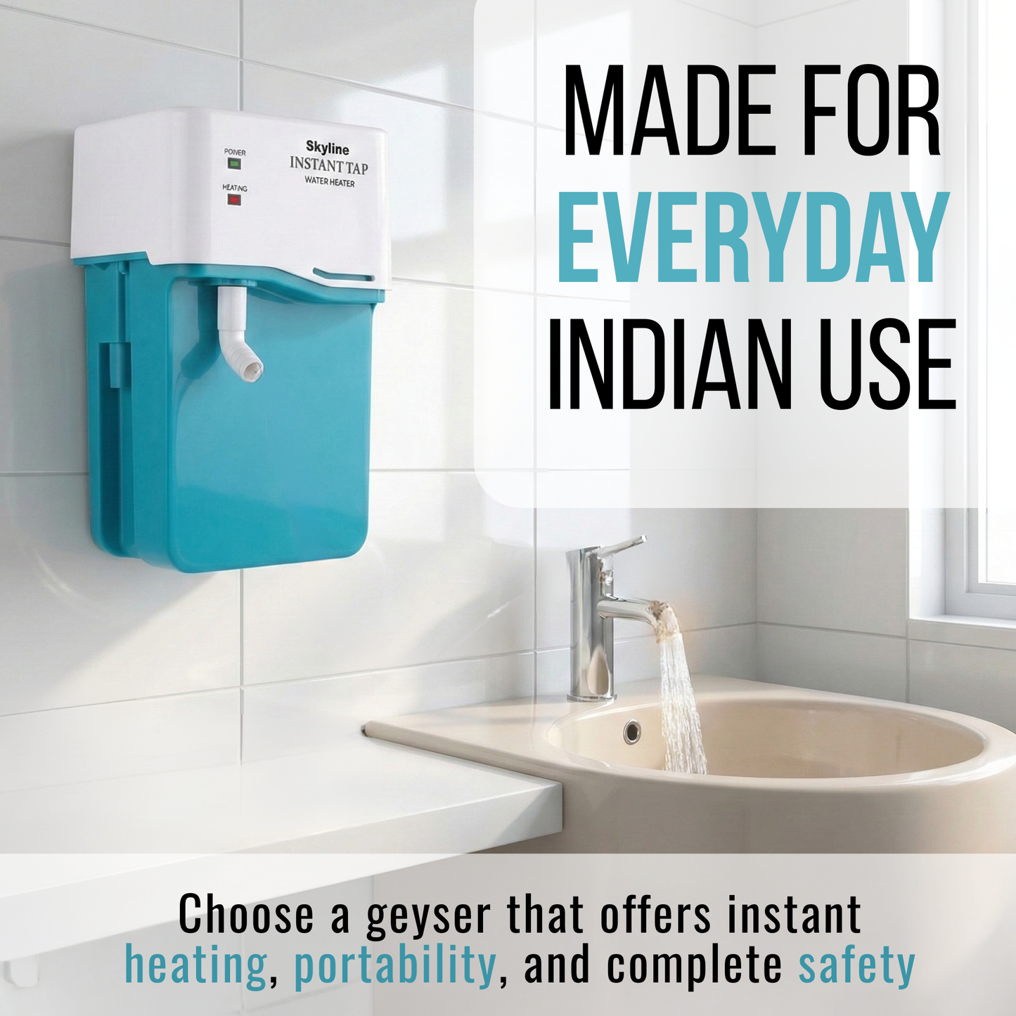 Skyline Portable Geyser 3000W Instant Hot Water, Anytime, Anywhere