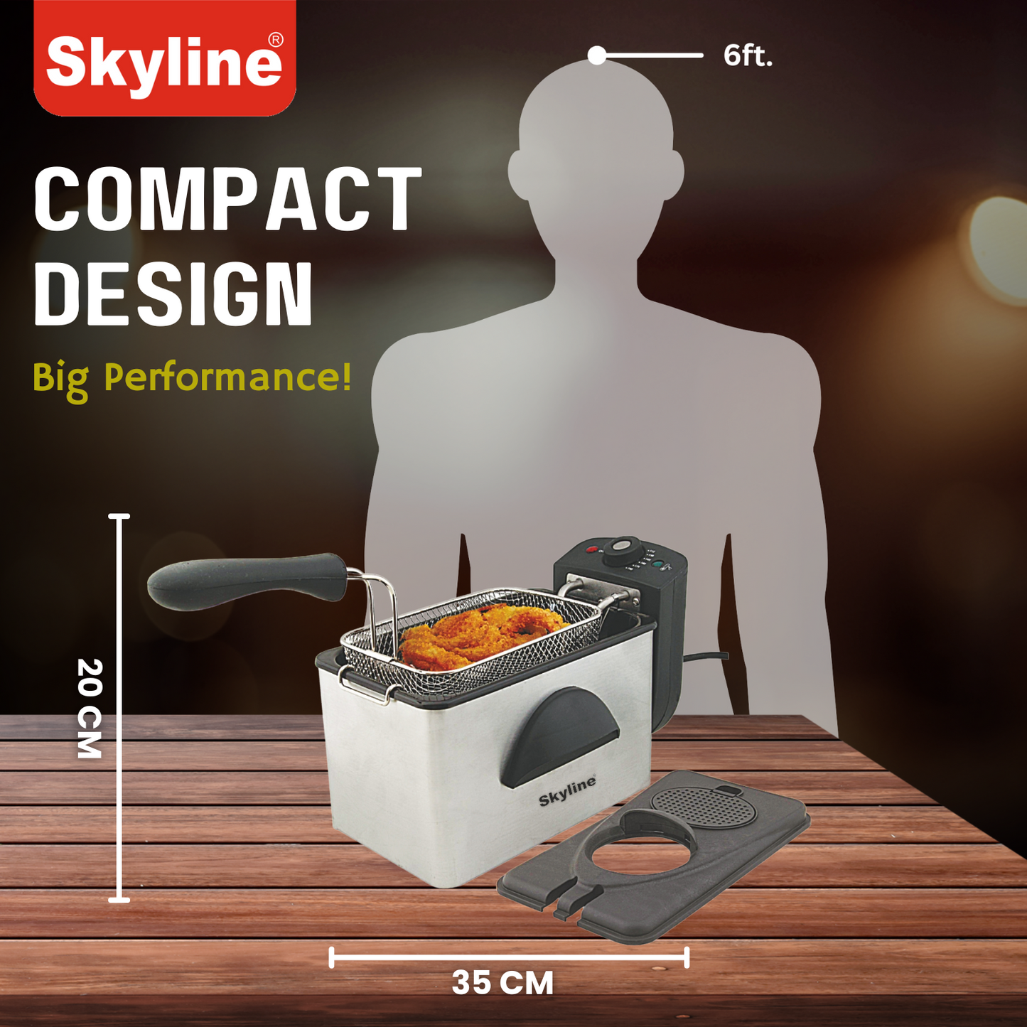 Skyline 2000W Deep Fryer | 2L Capacity with Adjustable Thermostat & Stainless Steel Design