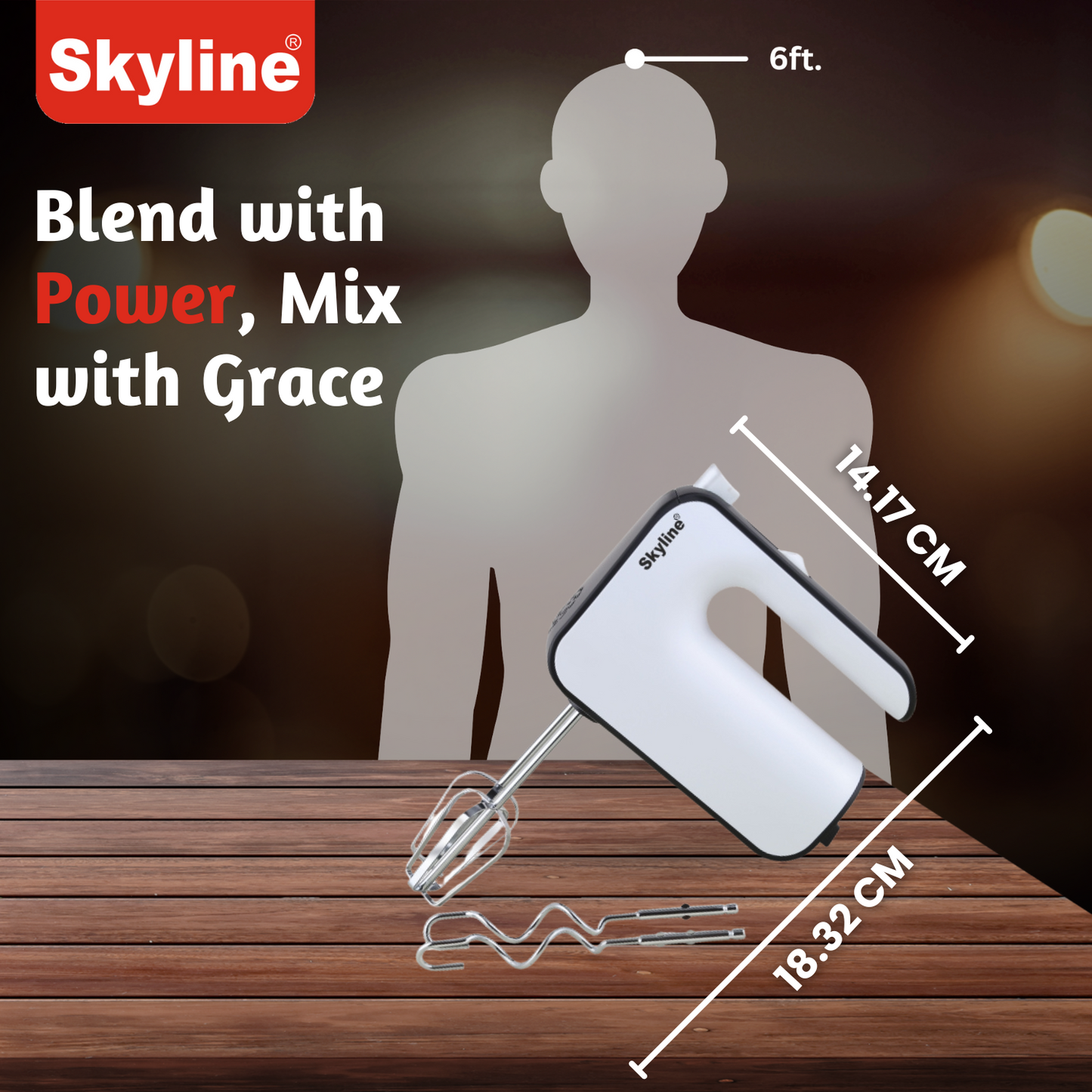 Skyline 400W Hand Mixer with 5-Speed and Turbo Function | Effortless Mixing and Blending