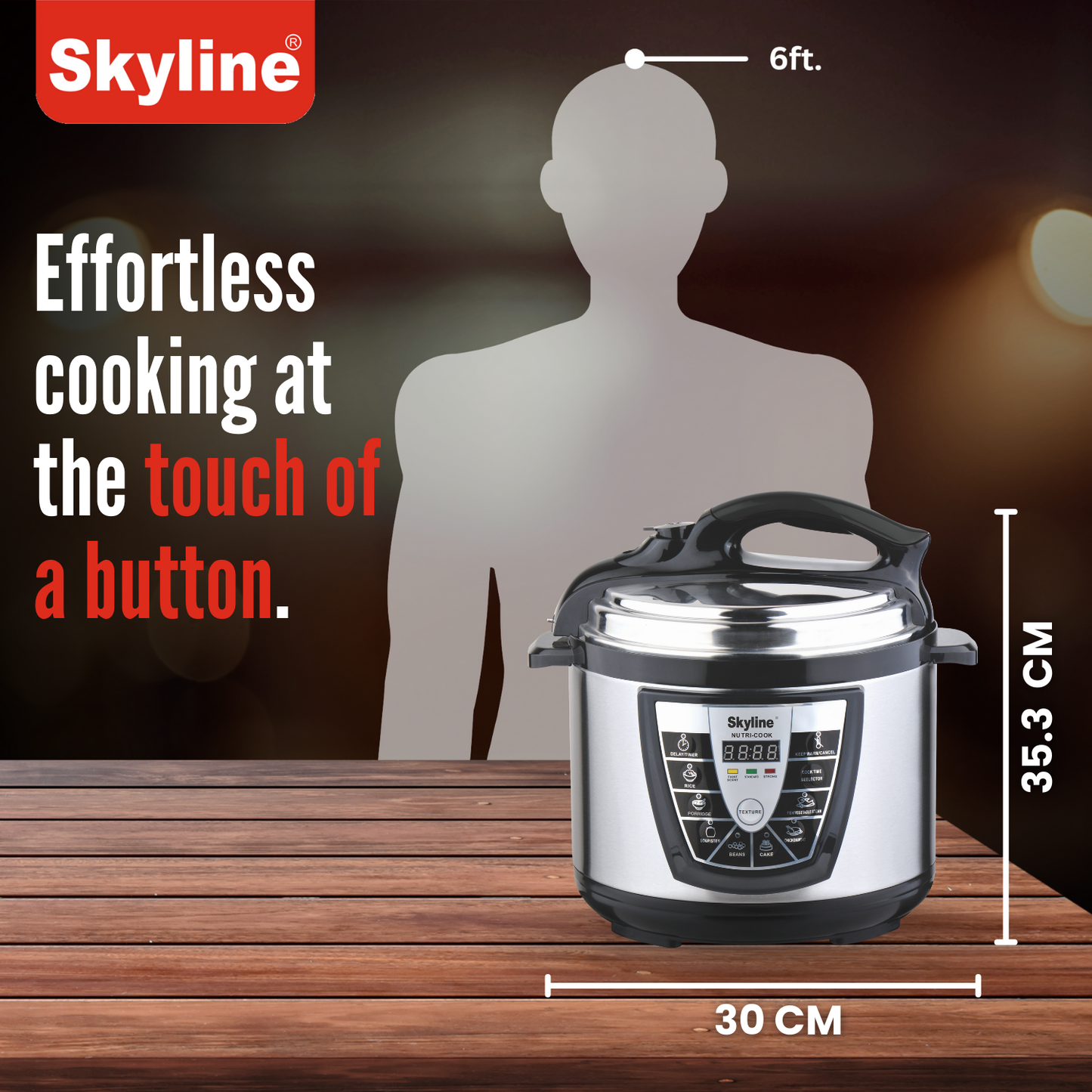 Skyline 6L Digital Pressure Cooker – 1000W Intelligent Cooking for Effortless Meals