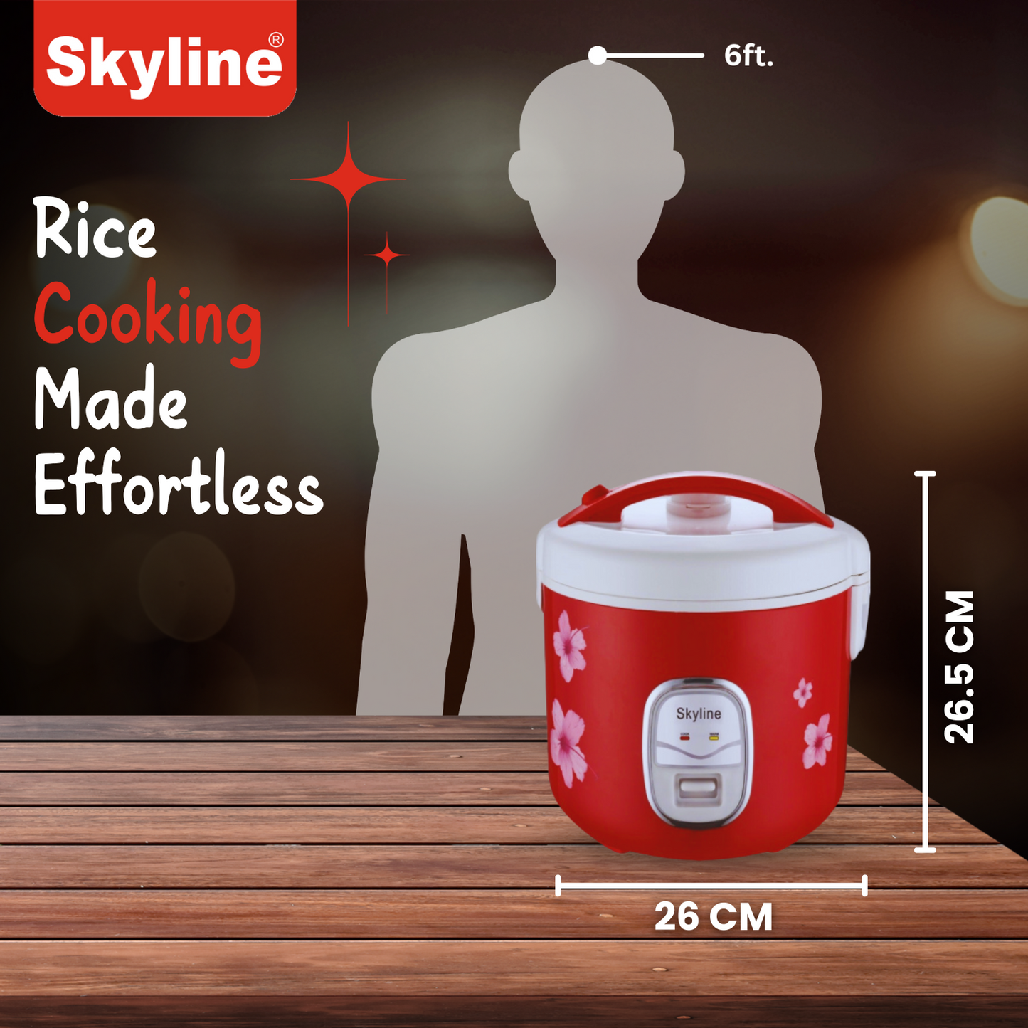 Skyline 1.8L Full Body Rice Cooker – Compact 700W Solution for Quick and Delicious Meals