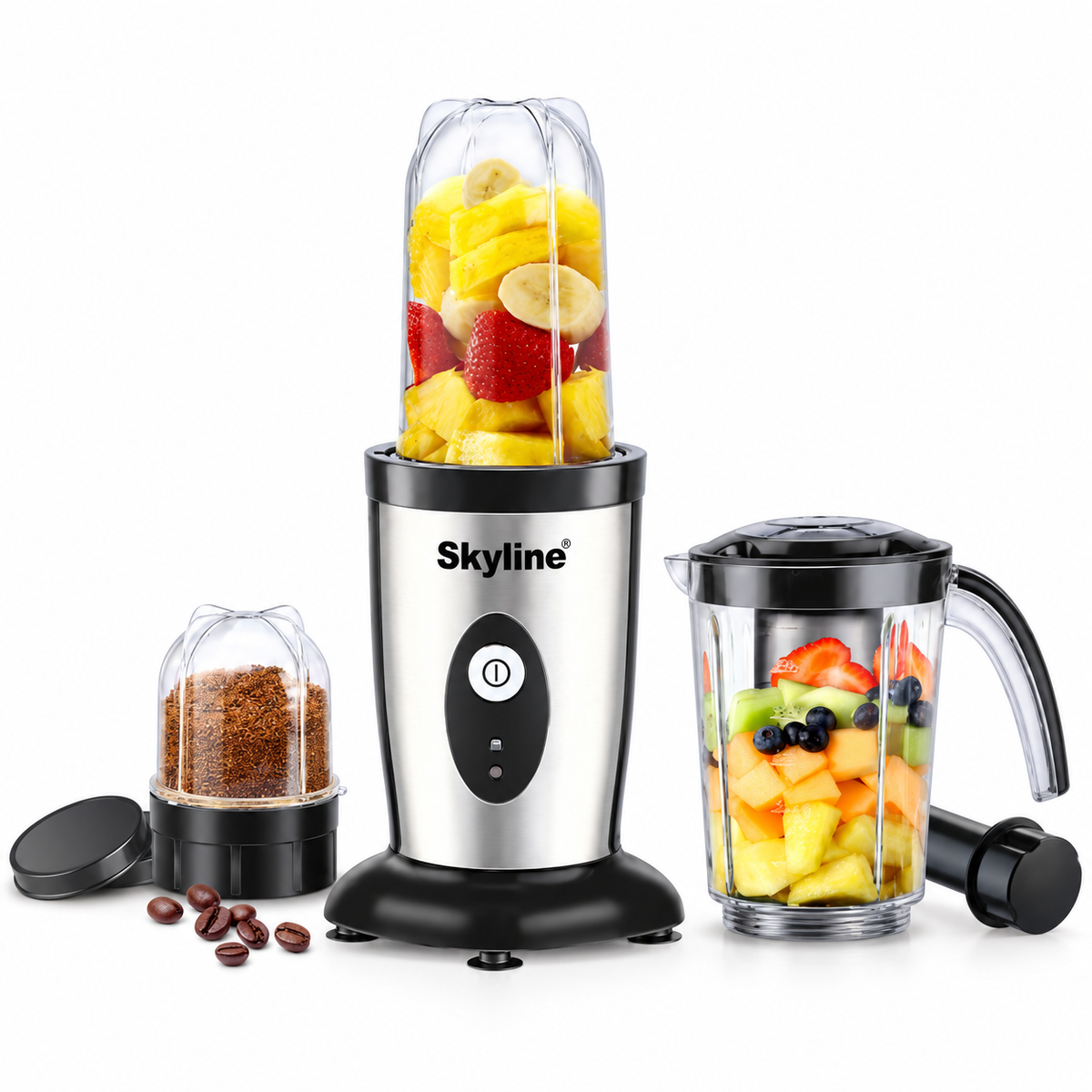 Skyline VTL-444 Nutri Mix 400W blender grinder with jars and accessories on white background