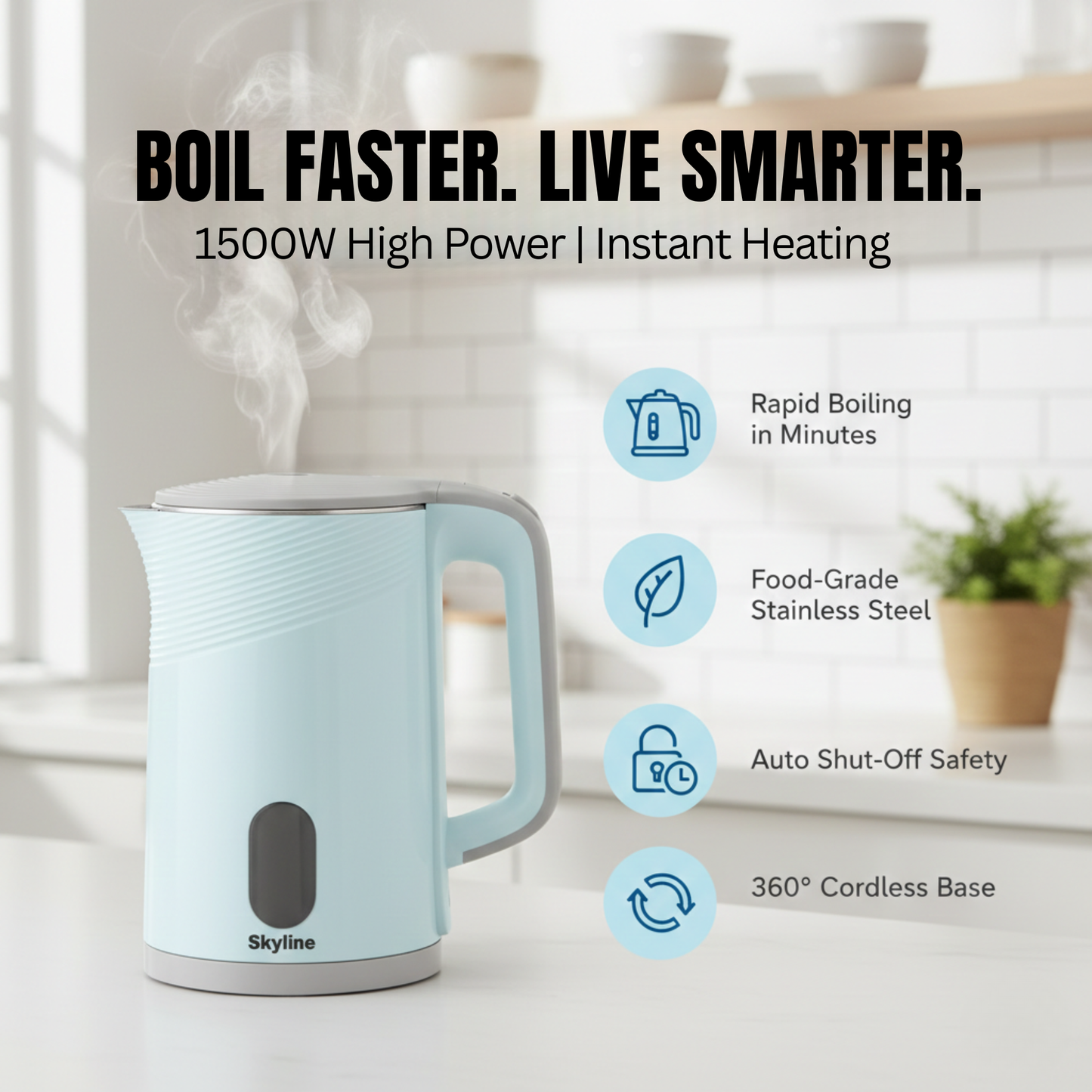 Skyline 1500W 1.8L Double Wall Electric Kettle