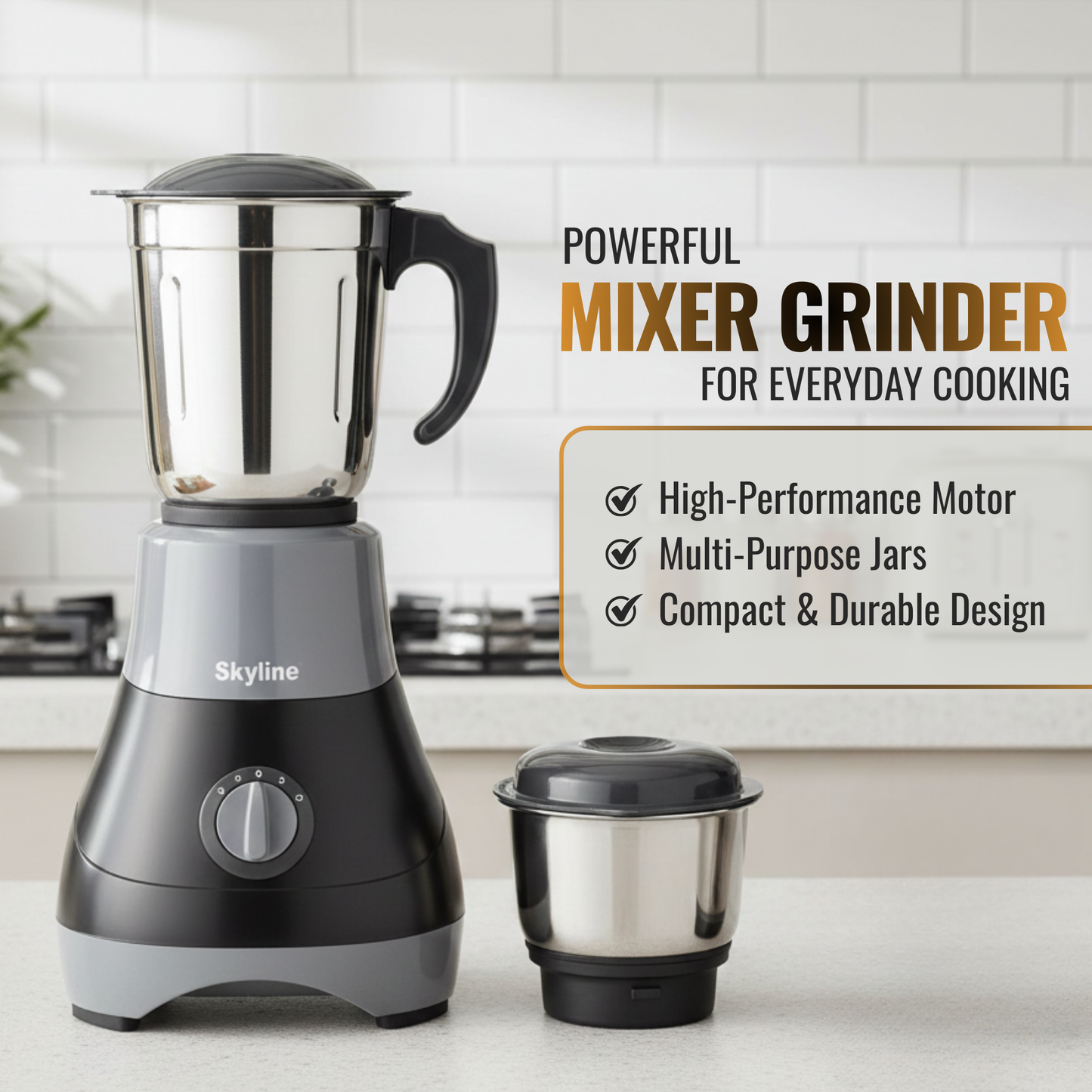 Skyline 550W Mixer Grinder with 2 Stainless Steel Jars