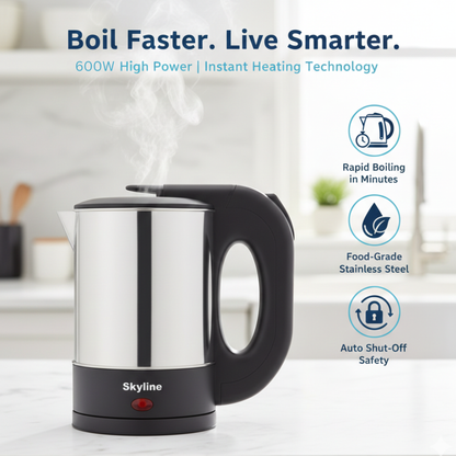 Skyline Electric Kettle 600W 0.5 Litre – Compact, Efficient & Perfect for Quick Boiling
