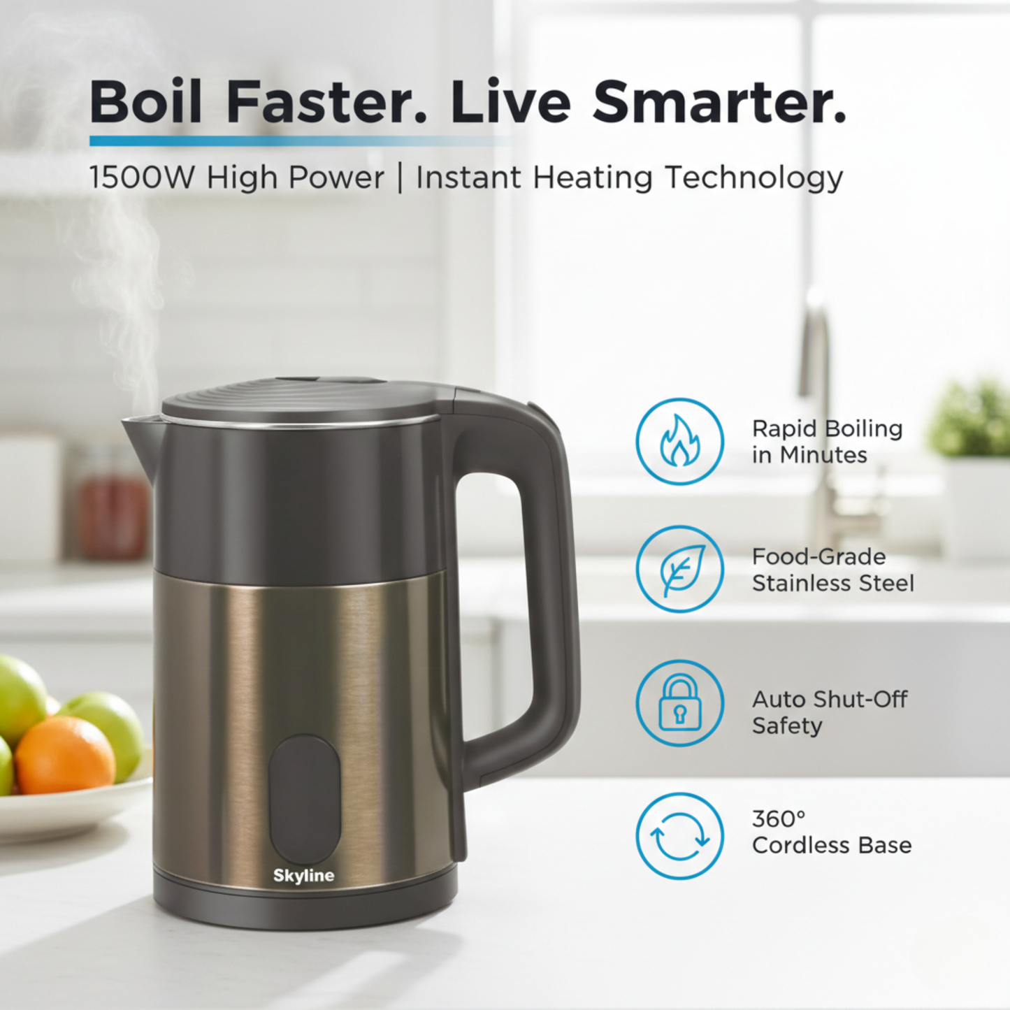 Skyline 1500W 2L Double Wall Electric Kettle