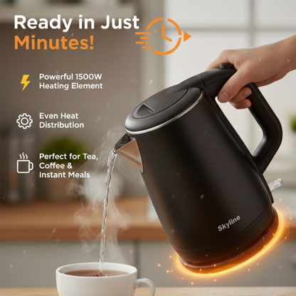 Skyline Double Wall Electric Kettle | 1.5 L Capacity | 1500W Fast Boil