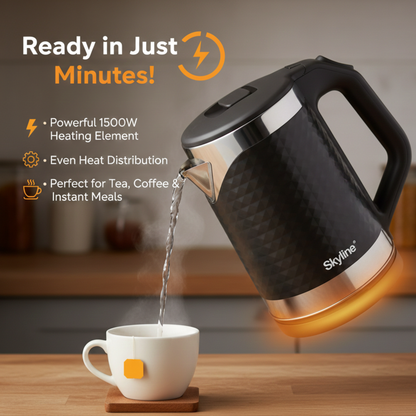 Skyline Double Wall Electric Kettle 1500W 1.8L – Efficient Boiling with Enhanced Safety