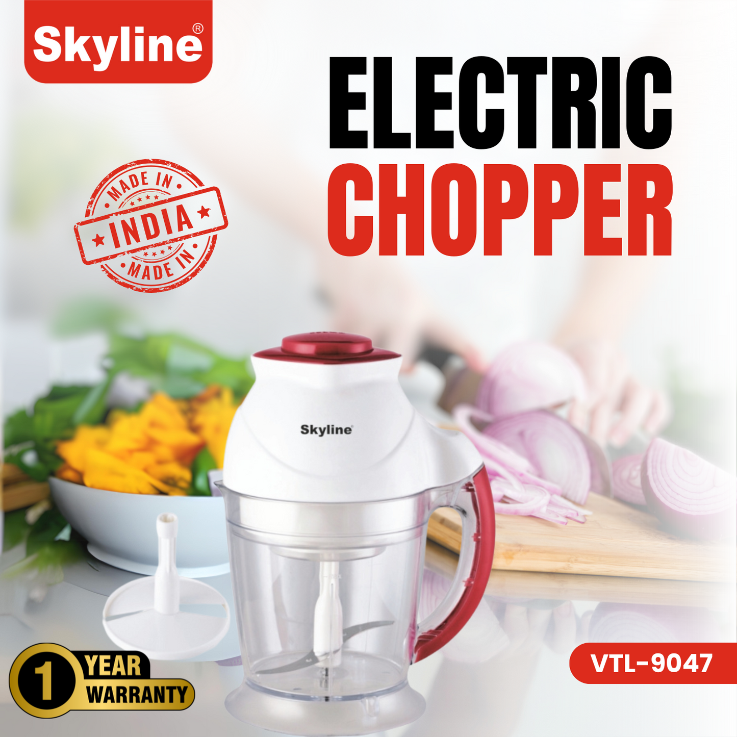 Skyline Electric Chopper 300 Watts with 700ml Capacity - Skyline Appliances