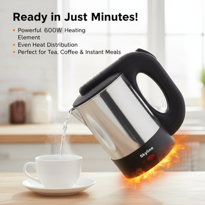 Skyline Electric Kettle 600W 0.5 Litre – Compact, Efficient & Perfect for Quick Boiling