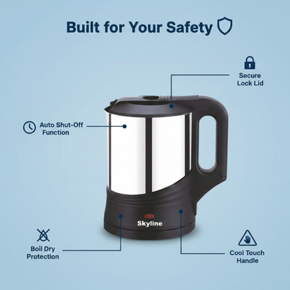 Skyline Electric Kettle 1000W 1.2 Litres – Quick Boil, Compact Design