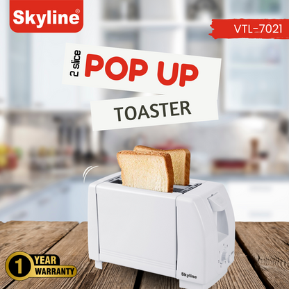 Skyline 750W 2-Slice Pop-Up Toaster with 7 Browning Levels & Cool Touch Body - Skyline Appliances