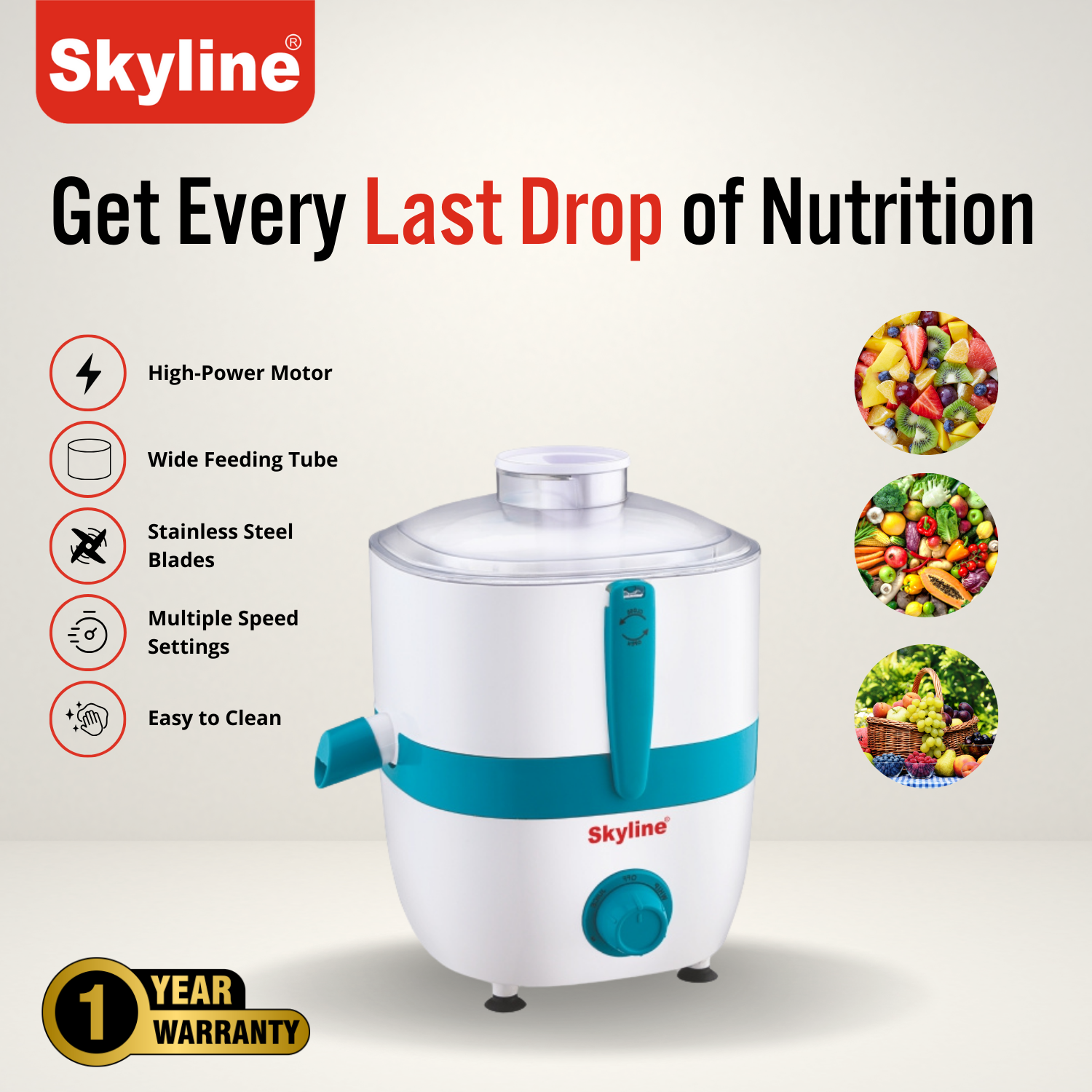 Skyline Juice Extractor 550 Watts – High-Performance Juicing for Every Home - Skyline Appliances