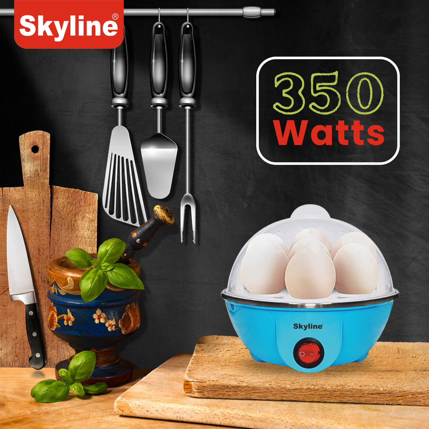 Skyline 350W Electric Egg Boiler, Quick & Easy Egg Cooker with BPA-Free Plastic - Skyline Appliances