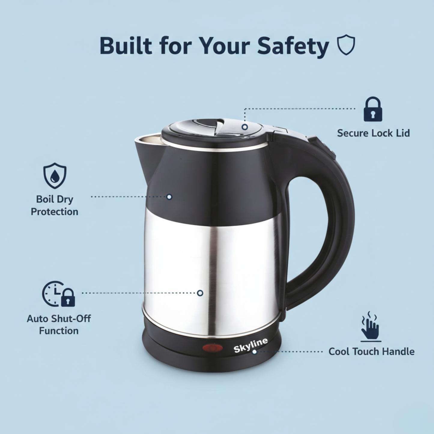 Skyline Double Wall Electric Kettle 1500W – 1.8L | Fast, Safe, and Stylish Boiling