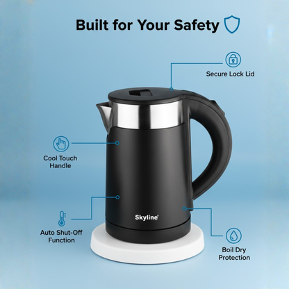Skyline Double Wall Electric Kettle 1000W 1 Litre – Compact, Safe, and Efficient Boiling