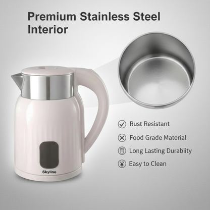 Skyline 1.8L Double Wall Electric Kettle, 1500W – Fast Boiling & Safety Enhanced