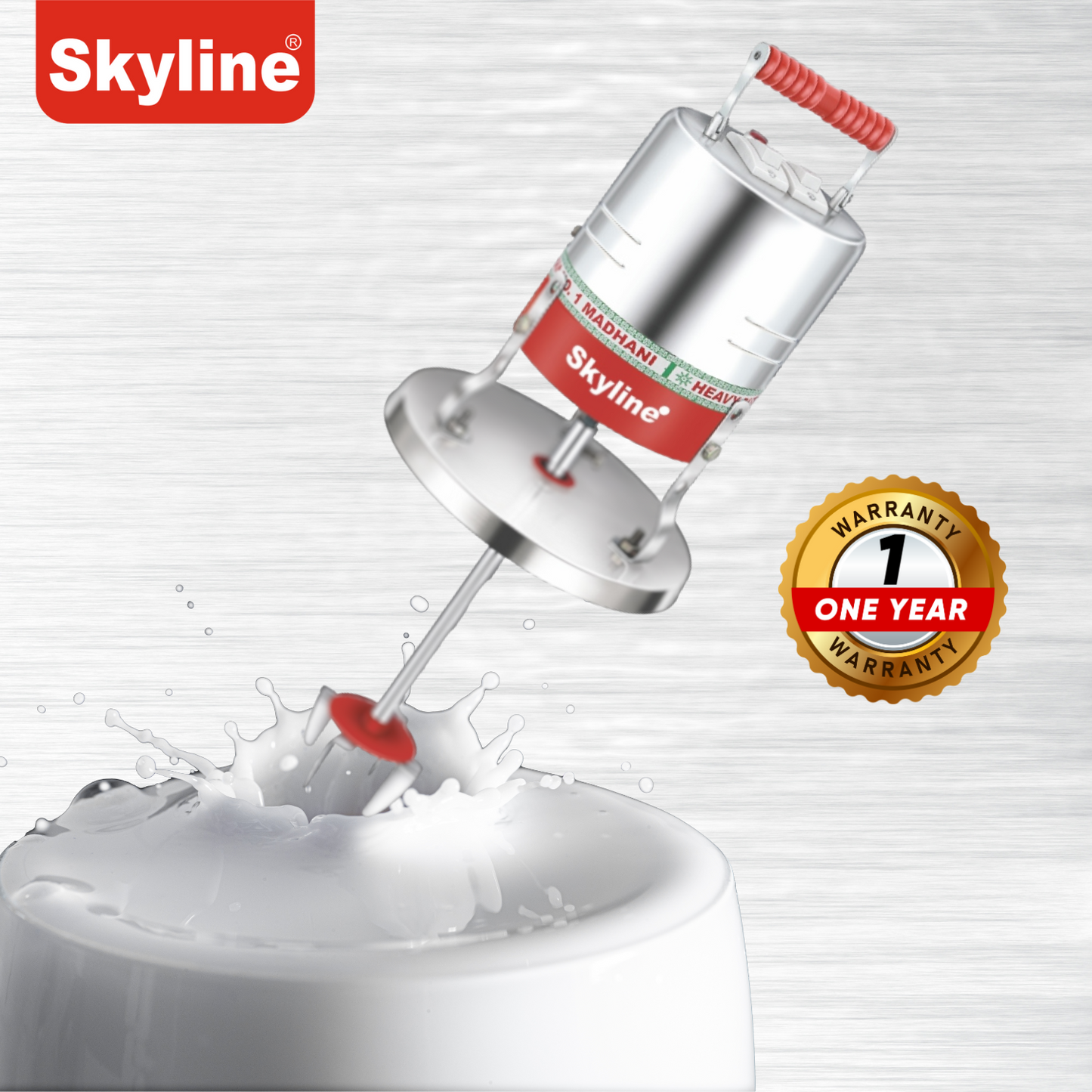 Skyline 100W Heavy Duty Stainless Steel Madhani Machine | Multi-Purpose Butter, Buttermilk, Lassi, and Curd Maker