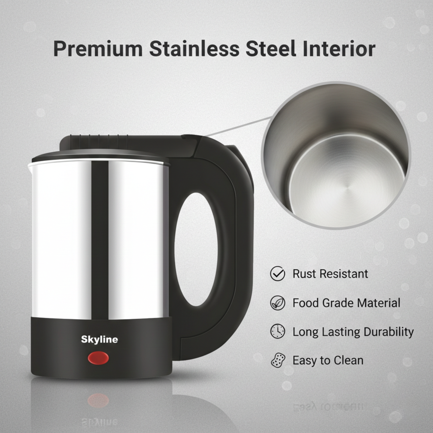 Skyline Electric Kettle 600W 0.5 Litre – Compact, Efficient & Perfect for Quick Boiling
