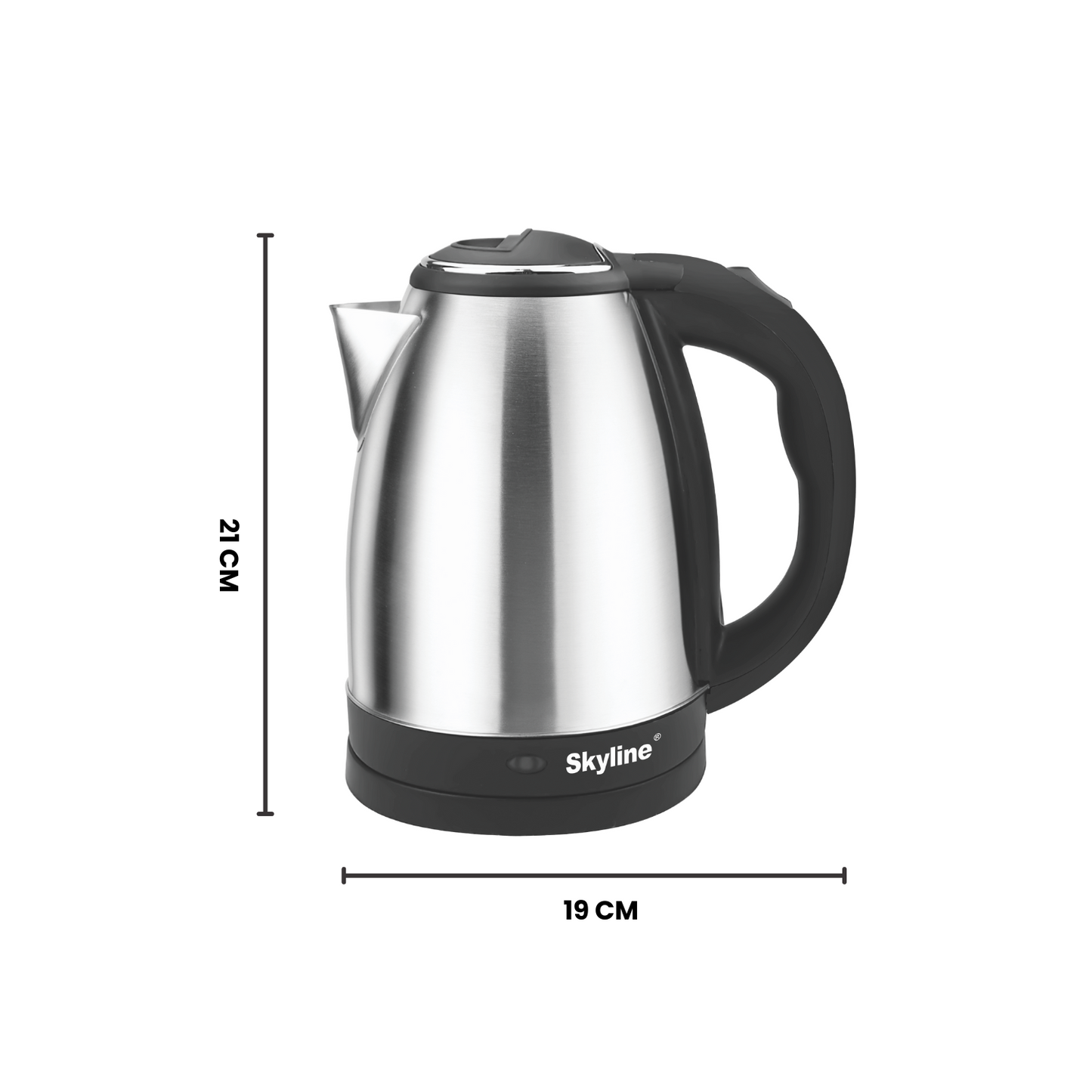 Electric Kettle Skyline 1.2L , 1500W Rapid Heating, Silver - Black, Stainless Steel, Automatic Cut-off - Skyline Appliances
