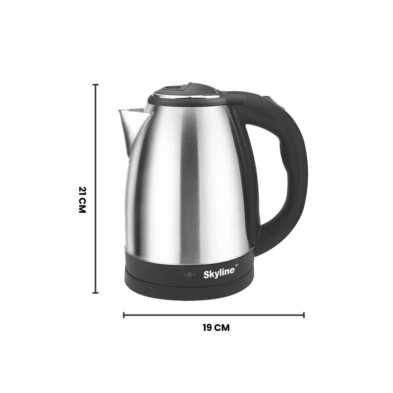 Electric Kettle Skyline 1.2L , 1500W Rapid Heating, Silver - Black, Stainless Steel, Automatic Cut-off - Skyline Appliances