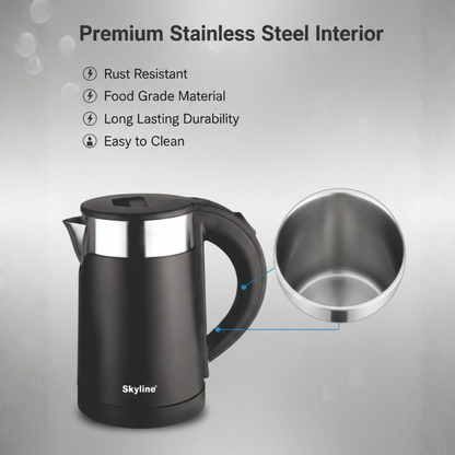 Skyline Double Wall Electric Kettle 1000W 1 Litre – Compact, Safe, and Efficient Boiling