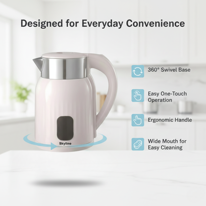 Skyline 1.8L Double Wall Electric Kettle, 1500W – Fast Boiling & Safety Enhanced