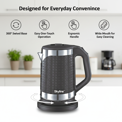 Skyline Double Wall Electric Kettle 1500W 1.8L – Efficient Boiling with Enhanced Safety