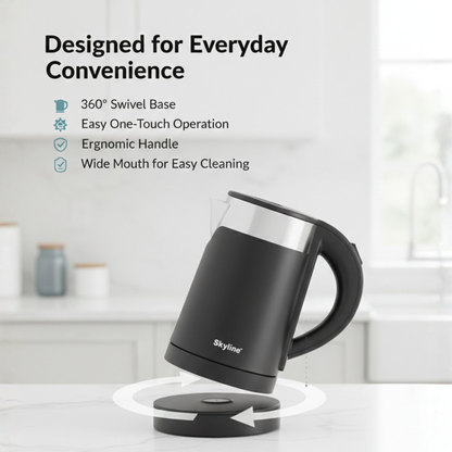 Skyline Double Wall Electric Kettle 1000W 1 Litre – Compact, Safe, and Efficient Boiling