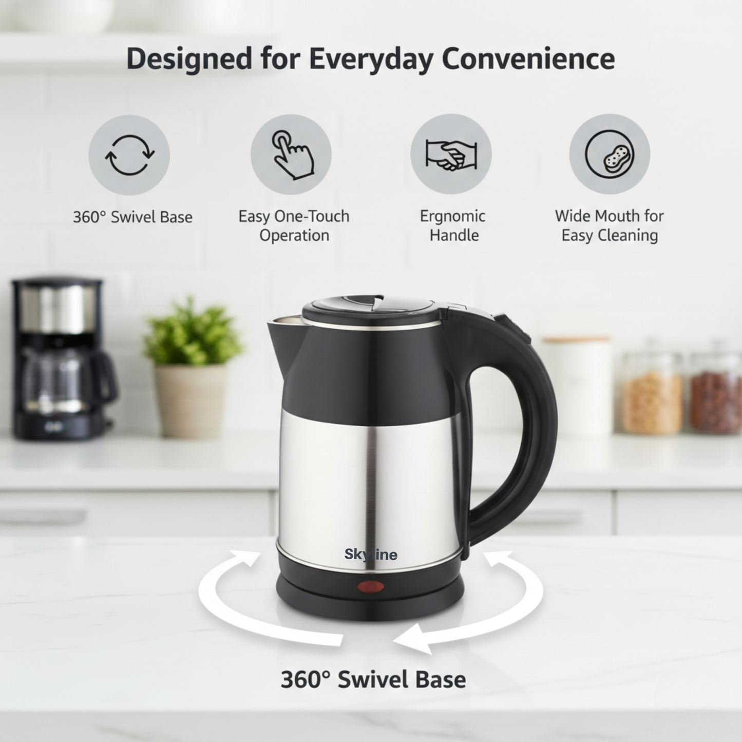 Skyline Double Wall Electric Kettle 1500W – 1.8L | Fast, Safe, and Stylish Boiling