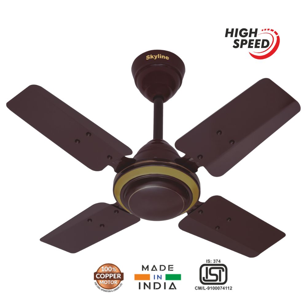 Skyline Ceiling Fan 24" (600mm) | 100% Copper Motor | 400 RPM | Compact High-Speed Airflow for Small Spaces - Skyline Appliances