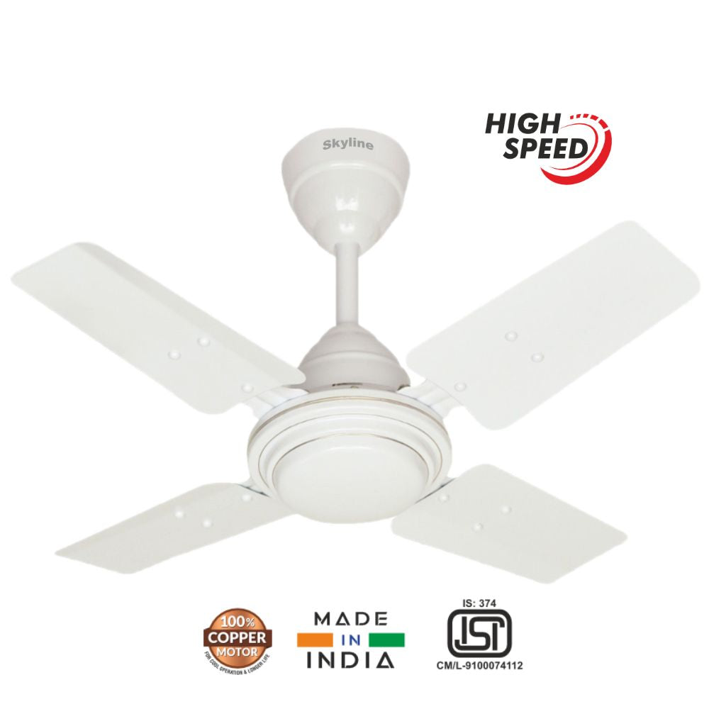 Skyline Ceiling Fan 24" (600mm) | 100% Copper Motor | 400 RPM | Compact High-Speed Airflow for Small Spaces - Skyline Appliances