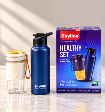 Skyline Healthy Set Combo | Portable Blender & Steel Water Bottle