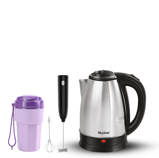 Skyline Coffee Set | Electric Kettle, Wireless Milk Frother & Travel Sipper Combo