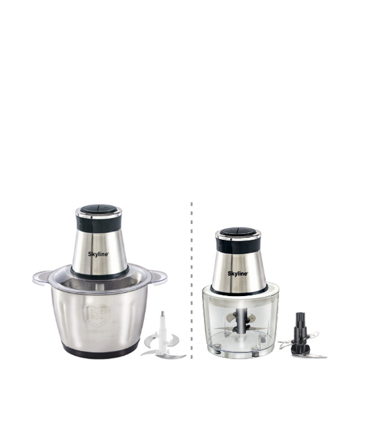 Skyline 400W Electric Chopper Combo Set | 2L Steel & 700ml Plastic Bowls (VTL-9052)