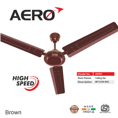 Skyline Aero 48" High-Speed Ceiling Fan | 100% Copper Motor | 400 RPM | 3 Color Options - Skyline Appliances