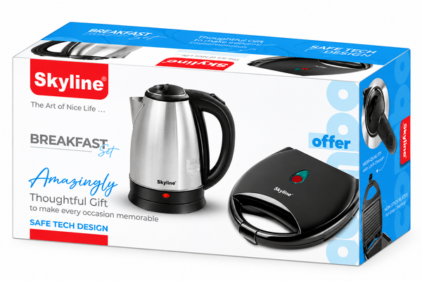 Skyline Electric Kettle & Sandwich Toaster Combo Breakfast SET