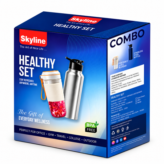 Skyline Healthy Set – 400ml Portable Juice Blender + 750ml Stainless Steel Bottle