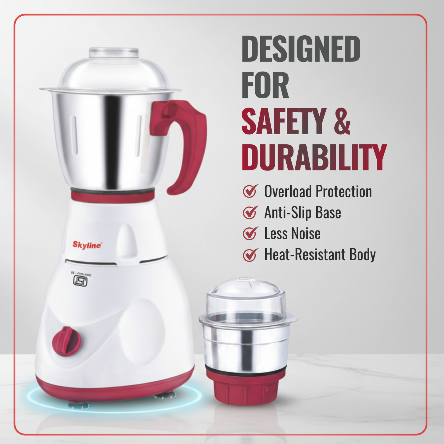 Skyline 550W Mixer Grinder with 2 Stainless Steel Jars | Power-Packed Kitchen Essential