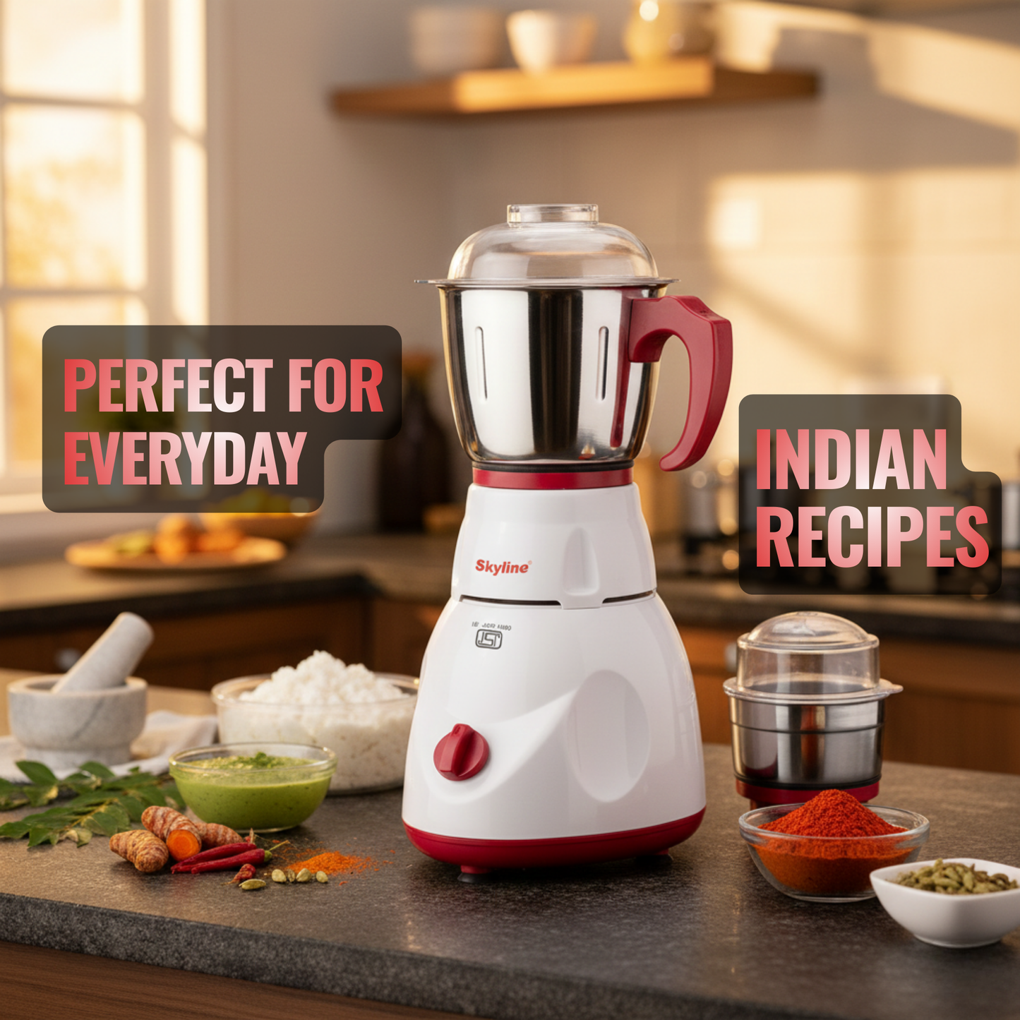 Skyline 550W Mixer Grinder with 2 Stainless Steel Jars | Power-Packed Kitchen Essential