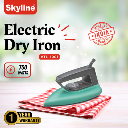 Skyline Dry Iron 750W Lightweight with Non-Stick Soleplate