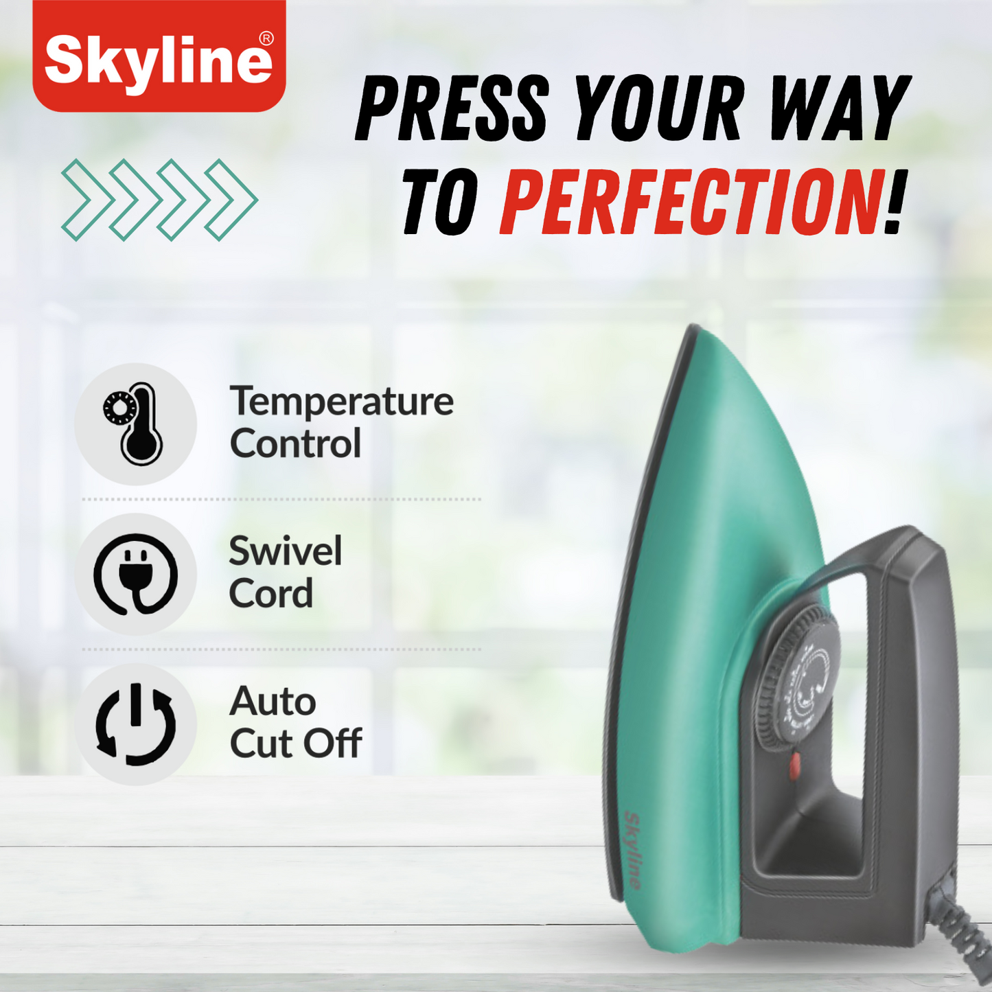 Skyline Dry Iron 750W Lightweight with Non-Stick Soleplate