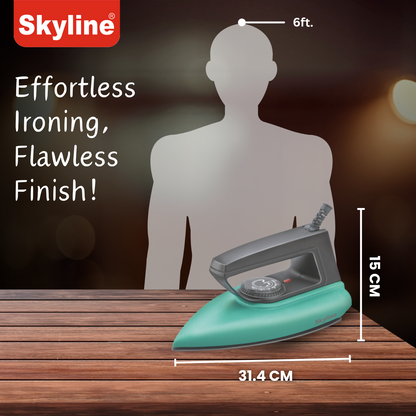 Skyline Dry Iron 750W Lightweight with Non-Stick Soleplate