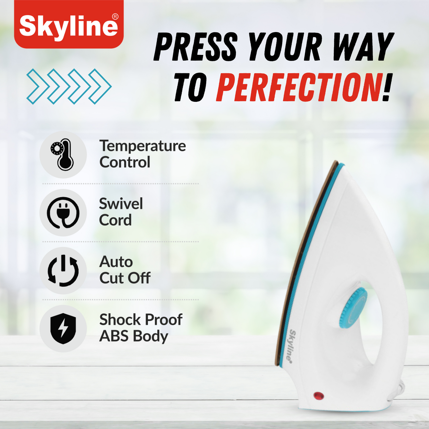 Skyline Dry Iron 1000W Lightweight with Non-Stick
