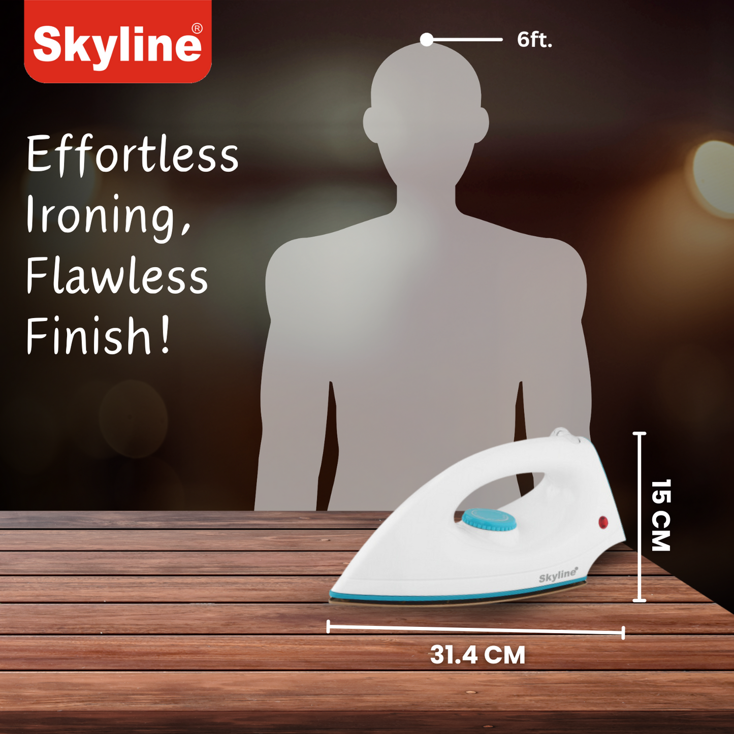 Skyline Dry Iron 1000W Lightweight with Non-Stick