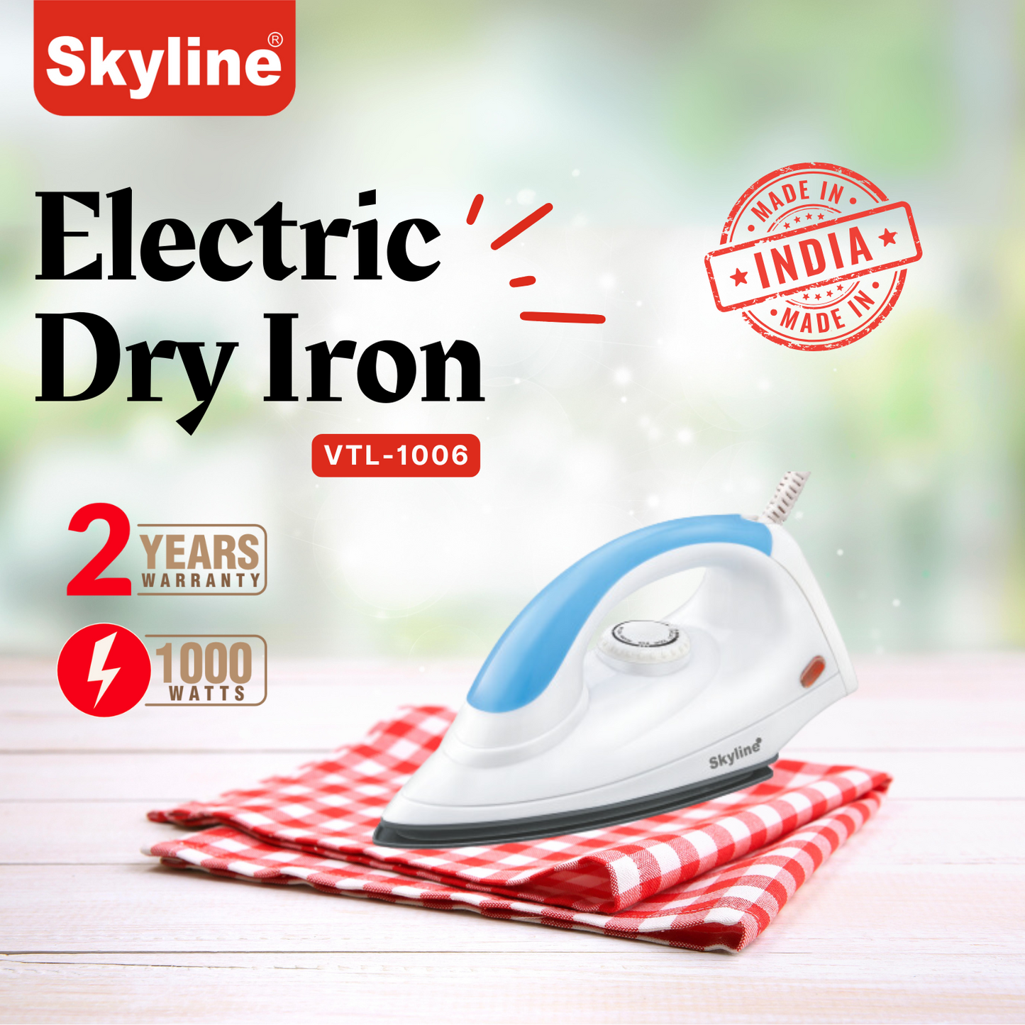 Skyline Dry Iron with 1000W Instant Heating